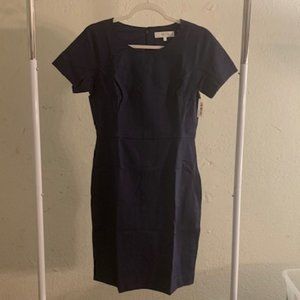 Lark & Ro Women's Navy Blue Crew Neck Short Sleeve Midi Dress 10 NWT